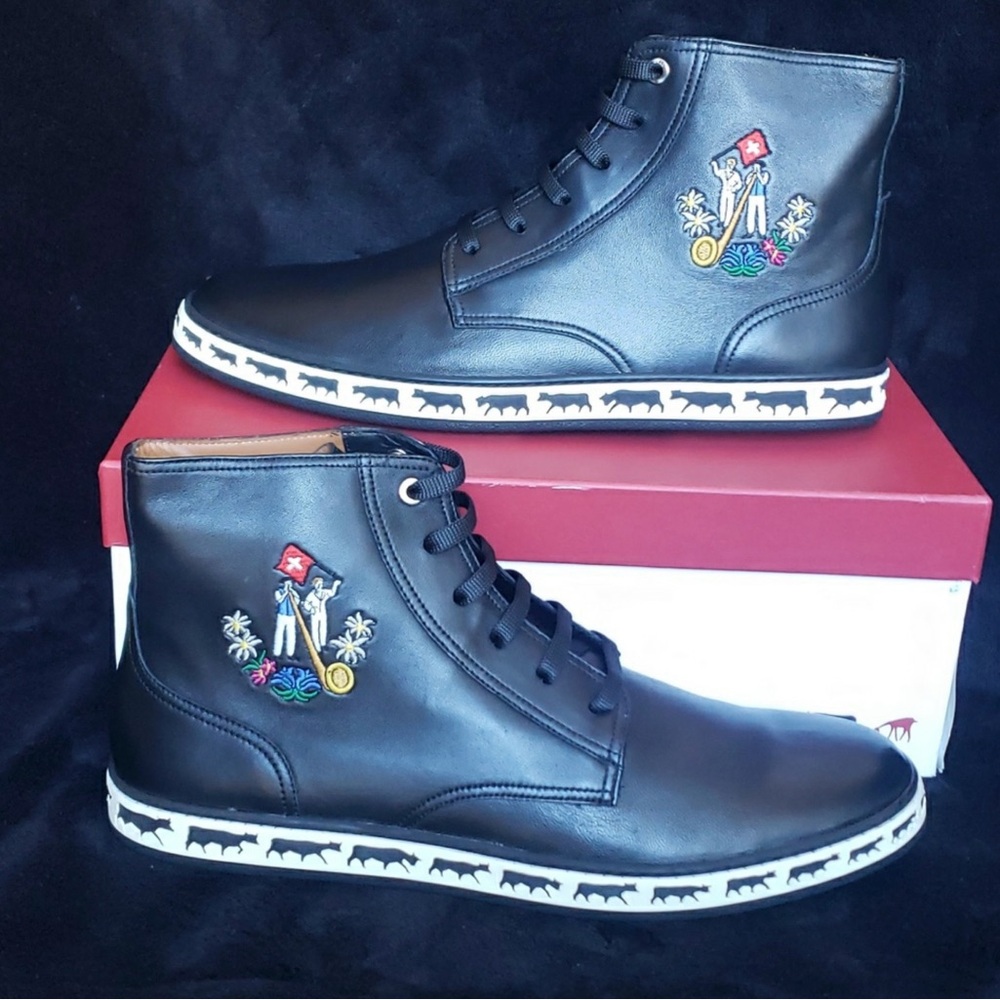 Bally Black High-Top Sneakers with Embroidered Design